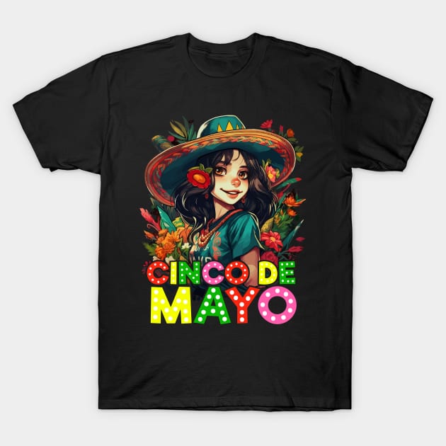 Cinco de Mayo Mexican Anime Girls T-Shirt by Ramadangonim